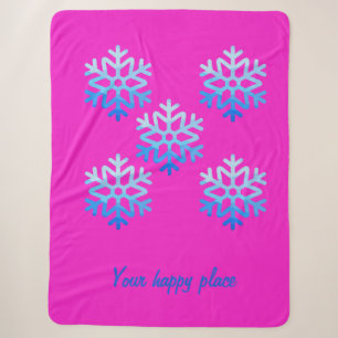 Custom Elegant Minimalist Geometric Snowflake Pink Sherpa Blanket