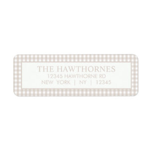 Custom Elegant Minimalist Gingham Return Address