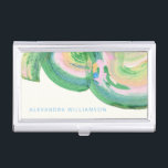 Custom Elegant Modern Abstract Green Art Unique Business Card Holder<br><div class="desc">Make a stylish first impression with this elegant and modern business card case. Featuring a vibrant, abstract design in lush green and pastel hues, this case adds a touch of creativity and professionalism to your daily essentials. Personalized with your name, it’s perfect for keeping your cards organized and easily accessible....</div>