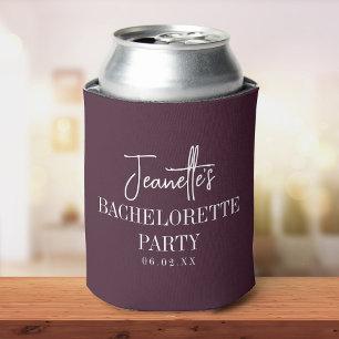 Custom Elegant Modern Bachelorette Party Burgundy Can Cooler