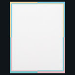 Custom Elegant Modern Blue Green Pink Yellow Blank Letterhead<br><div class="desc">Custom Elegant Modern Blue Green Pink Yellow Blank Template Stationery Paper.</div>
