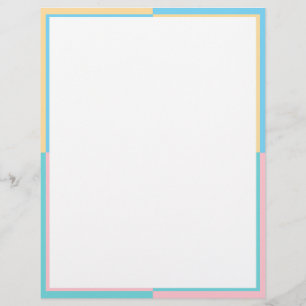 Custom Elegant Modern Blue Green Pink Yellow Blank Letterhead