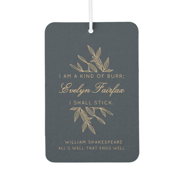 Custom Elegant Modern Botanical Witty Quote Navy  Air Freshener (Front)