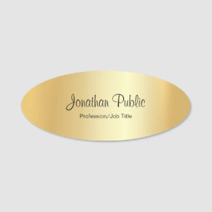 Custom Elegant Modern Hand Script Glamour Gold Name Tag