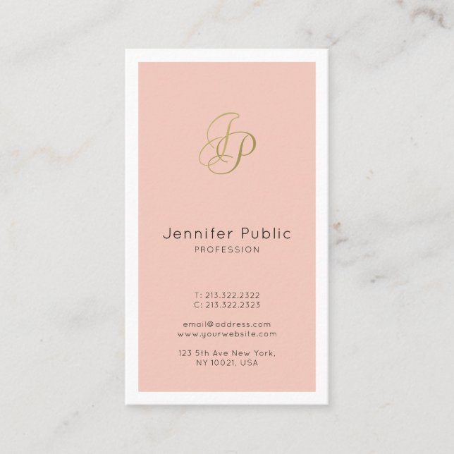 Custom Elegant Modern Monogram Stylish Template Business Card (Front)