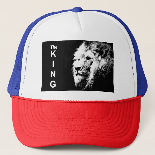 Custom Elegant Modern Pop Art Lion Head Template Trucker Hat (Front)