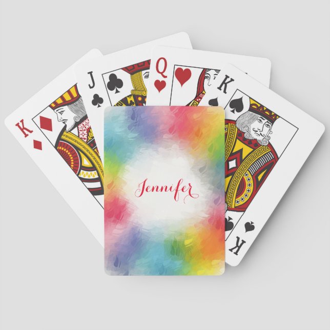 Custom Elegant Modern Rainbow Colours Template Playing Cards (Back)