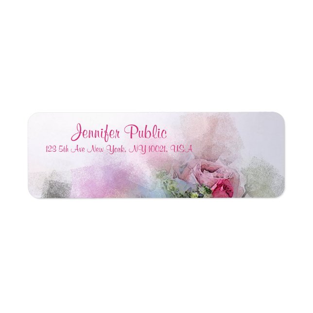 Custom Elegant Modern Script Watercolor Flowers (Front)