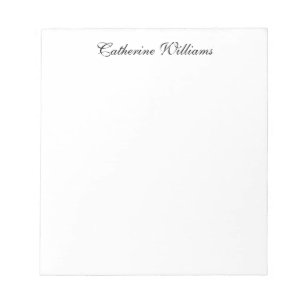 Custom Elegant Modern Simple Black Script Name Notepad