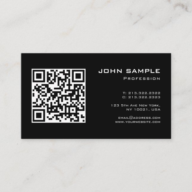 Custom Elegant Modern Simple Template QR Code Business Card (Front)