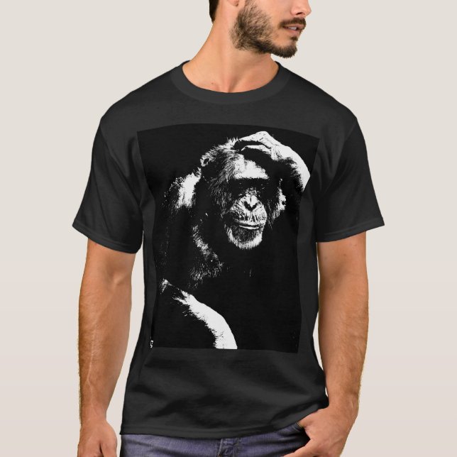 Custom Elegant Modern Trendy Thinking Ape Pop Art T-Shirt (Front)