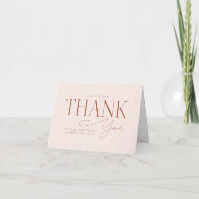 Custom Elegant Moderne Graduation Merci Cartes (Devant)