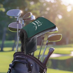 Custom Elegant Monogram and Name Green Golf Head Cover
