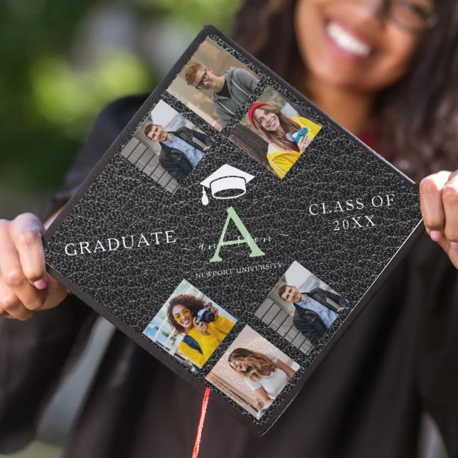 Custom Elegant Monogram Graduation Photo Gift Cap Topper (Creator Uploaded)