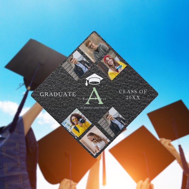 Custom Elegant Monogram Graduation Photo Gift Cap Topper (Creator Uploaded)