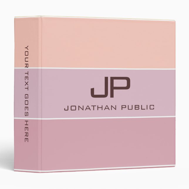 Custom Elegant Monogram Initial Text Name Template Binder (Front/Spine)