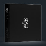 Custom Elegant Monogram Name Medieval Typography Binder<br><div class="desc">Total Black Elegant Gothic Monogram Name Medieval Typo 3 ring binder featuring your personalized initials in ancient gothic medieval calligraphy script and custom name,  subject,  book binder contents,  celebration,  wedding couple names or any custom text in distressed grunge and sophisticated serif font. Stylish black and white colours fully customizable.</div>