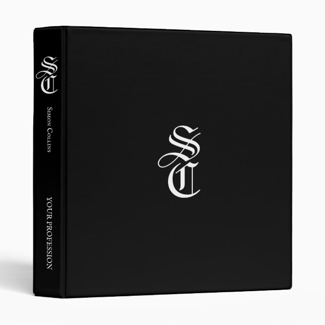 Custom Elegant Monogram Name Medieval Typography Binder (Front/Spine)