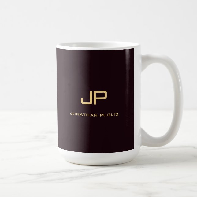 Custom Elegant Monogram Trendy Template Coffee Mug (Right)