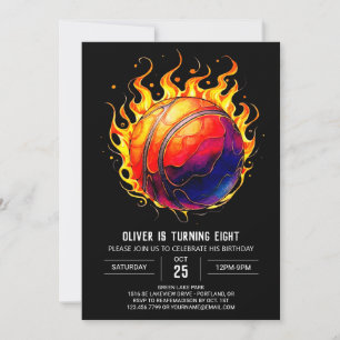 Custom Elegant Orange Basketball Birthday Invitation