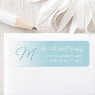 Custom Elegant Pastel Aqua Ocean Blue Monogram