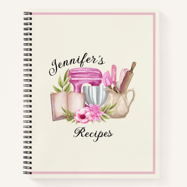 Custom Elegant Personalized Recipe Notebook (Front)