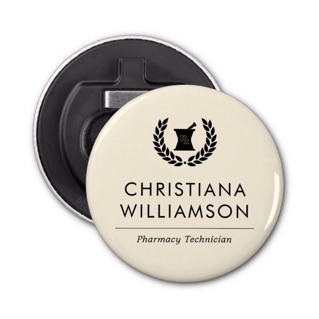 Custom Elegant Pharmacist Pharmacy Tech Staff Bottle Opener (Front)
