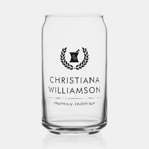 Custom Elegant Pharmacist Pharmacy Tech Staff Can Glass