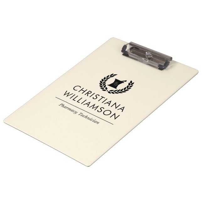 Custom Elegant Pharmacist Pharmacy Tech Staff Clipboard (Angled)