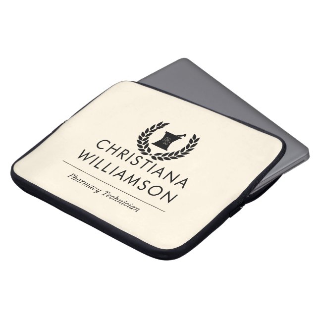 Custom Elegant Pharmacist Pharmacy Tech Staff Laptop Sleeve (Front Top)