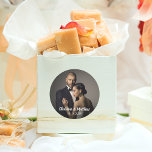 Custom Elegant Photo and Wedding Date Classic Round Sticker<br><div class="desc">Create a unique personalized wedding favour stickr using this simple photo template design. Load your desired photo in place of the sample photo in the design template and personalize the text with your name(s), wedding date, or other desired text. These look great on wedding or party favours and gift bags....</div>