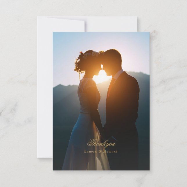 custom elegant photo wedding thank you card (Front)