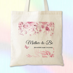 Custom Elegant Pink Fine Art Florals Baby Shower Tote Bag