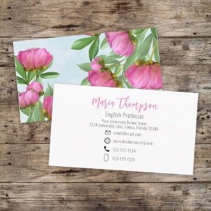 Custom Elegant Pink Floral Simple Professional Business Card