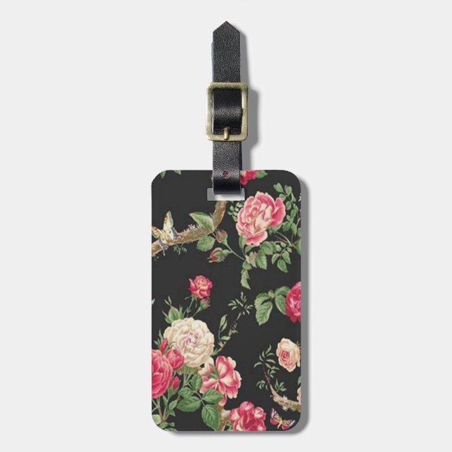 Custom Elegant Pink Rose Luggage Tag (Front Vertical)