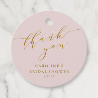 Custom Elegant Pink Script Thank You Bridal Shower