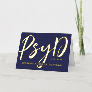 Custom Elegant PsyD Doctor of Psychology Modern Foil Greeting Card