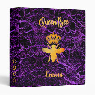 Custom Elegant QUEEN BEE Gold Purple Aesthetic in Binder