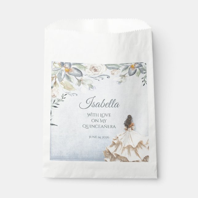 Custom Elegant Quinceañera 15th Birthday Favour Bag (Front)