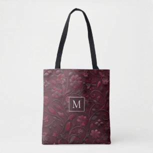 Custom Elegant Red Floral Tote