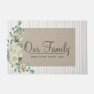 Custom elegant romantic  "Our Family" with Names Doormat