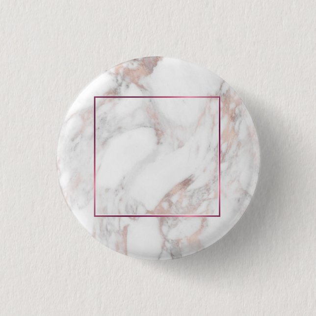 Custom Elegant Rose Gold Marble Blank Template 1 Inch Round Button (Front)