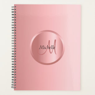 Custom Elegant Rose Gold Monogram Modern Planner