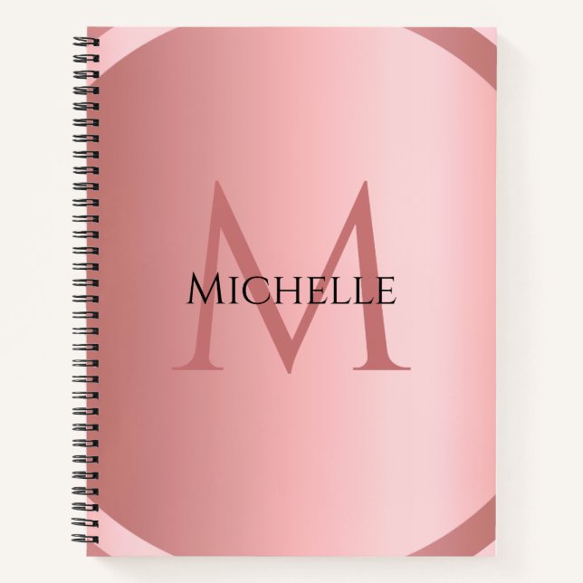 Custom Elegant Rose Gold Monogram Modern Template Notebook (Front)
