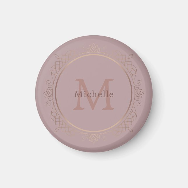 Custom Elegant Rose Gold Monogram Template Magnet (Front)