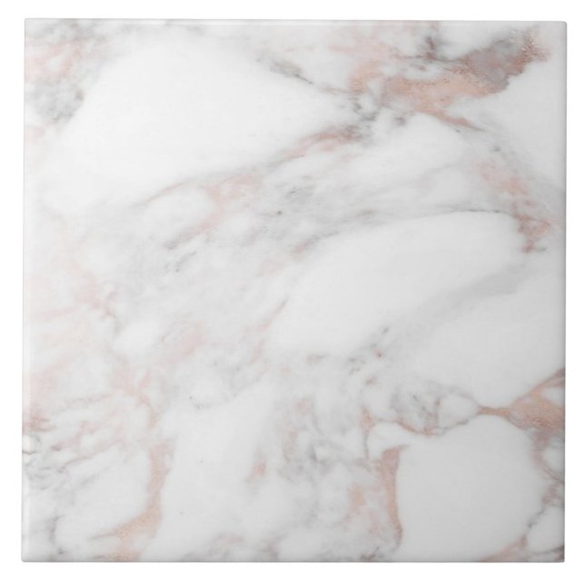 Custom Elegant Rose Gold White Template Marble Tile (Front)