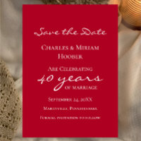 Custom Elegant Ruby 40th Wedding Anniversary Party