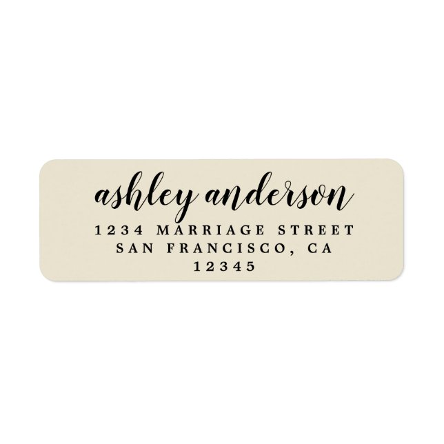 Custom Elegant Script Antique White Return Address (Front)