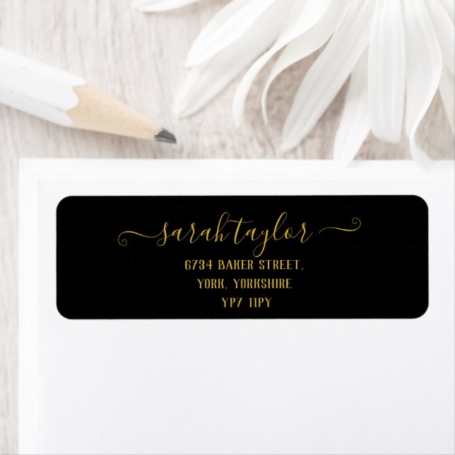 Custom Elegant Script Black and Gold Name Label  (Insitu)