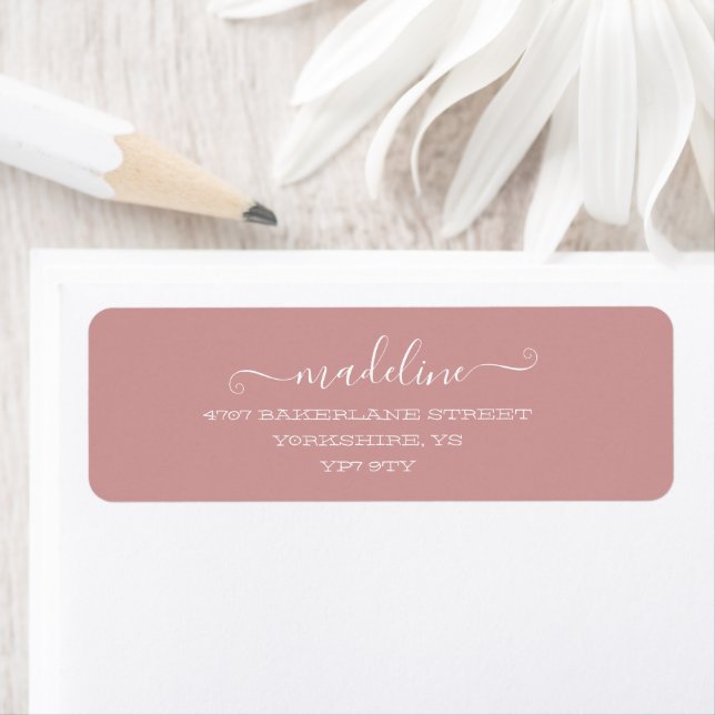 Custom Elegant Script Dusty Pink Return Address (Insitu)
